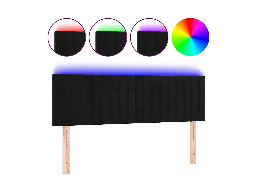 Tête de lit à LED Noir 144x5x78/88 cm Velours POI15276 BonneVie Meuble