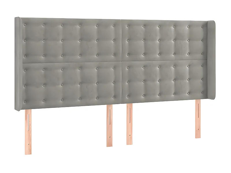 Kopfteil,Bettkopfteil mit Ohren Hellgrau 163x16x118/128 cm Samt -gkd552634