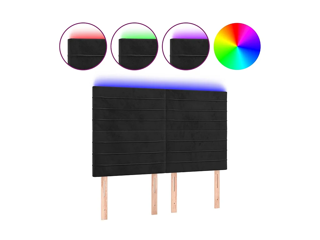 Tête de lit à LED Noir 144x5x118/128 cm Velours POI36261 BonneVie Meuble