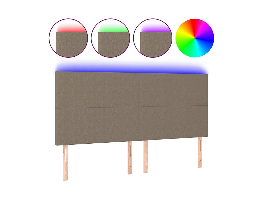 Tête de lit à LED Taupe 160x5x118/128 cm Tissu POI17574 BonneVie Meuble