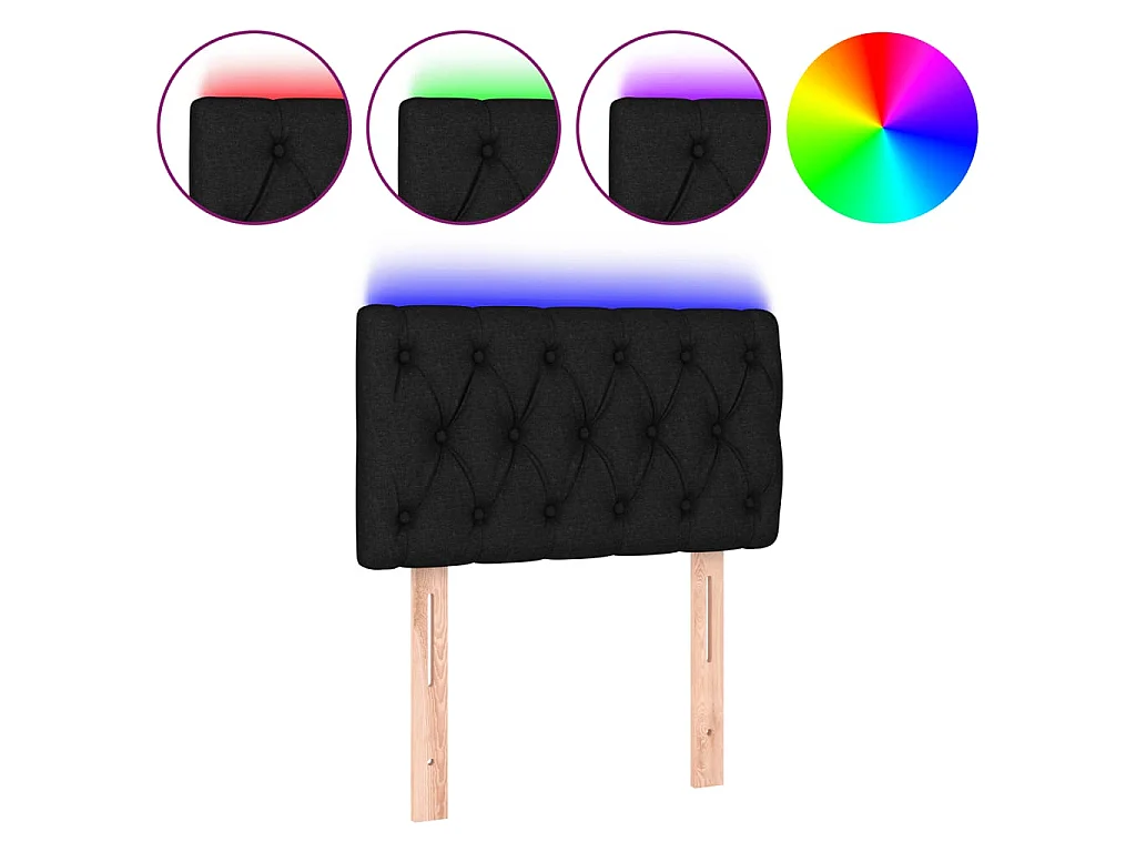 Testiera | Testata del letto a LED Nera 80x7x78/88 cm in Tessuto