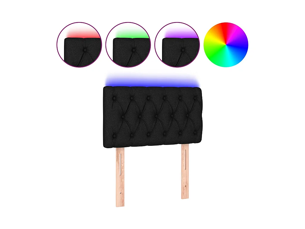 Tête de lit à LED Noir 80x7x78/88 cm Tissu POI31002 BonneVie Meuble