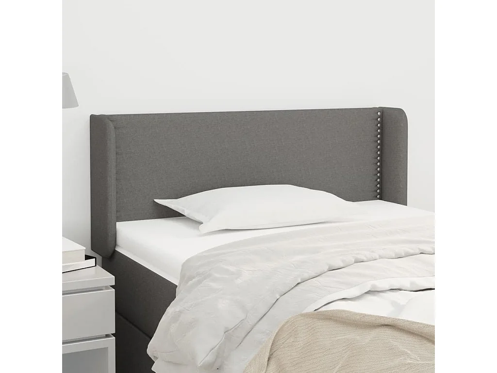 Tête de lit avec oreilles Gris foncé 83x16x78/88 cm Tissu POI82877 BonneVie Meuble