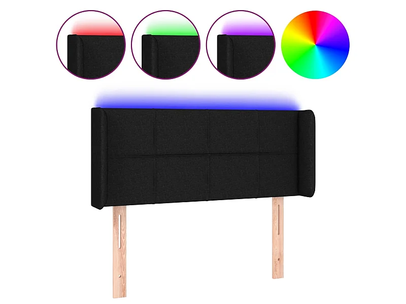 Testiera | Testata del letto a LED Nera 93x16x78/88 cm in Tessuto