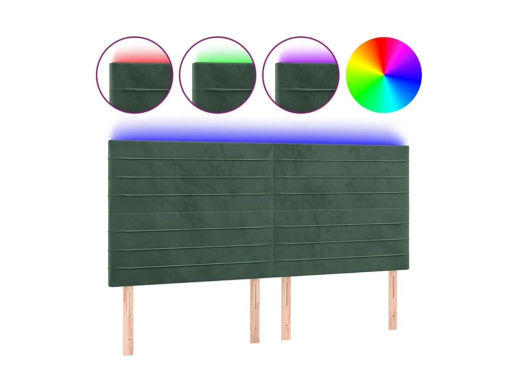 Tête de lit à LED Vert foncé 160x5x118/128 cm Velours POI45250 BonneVie Meuble