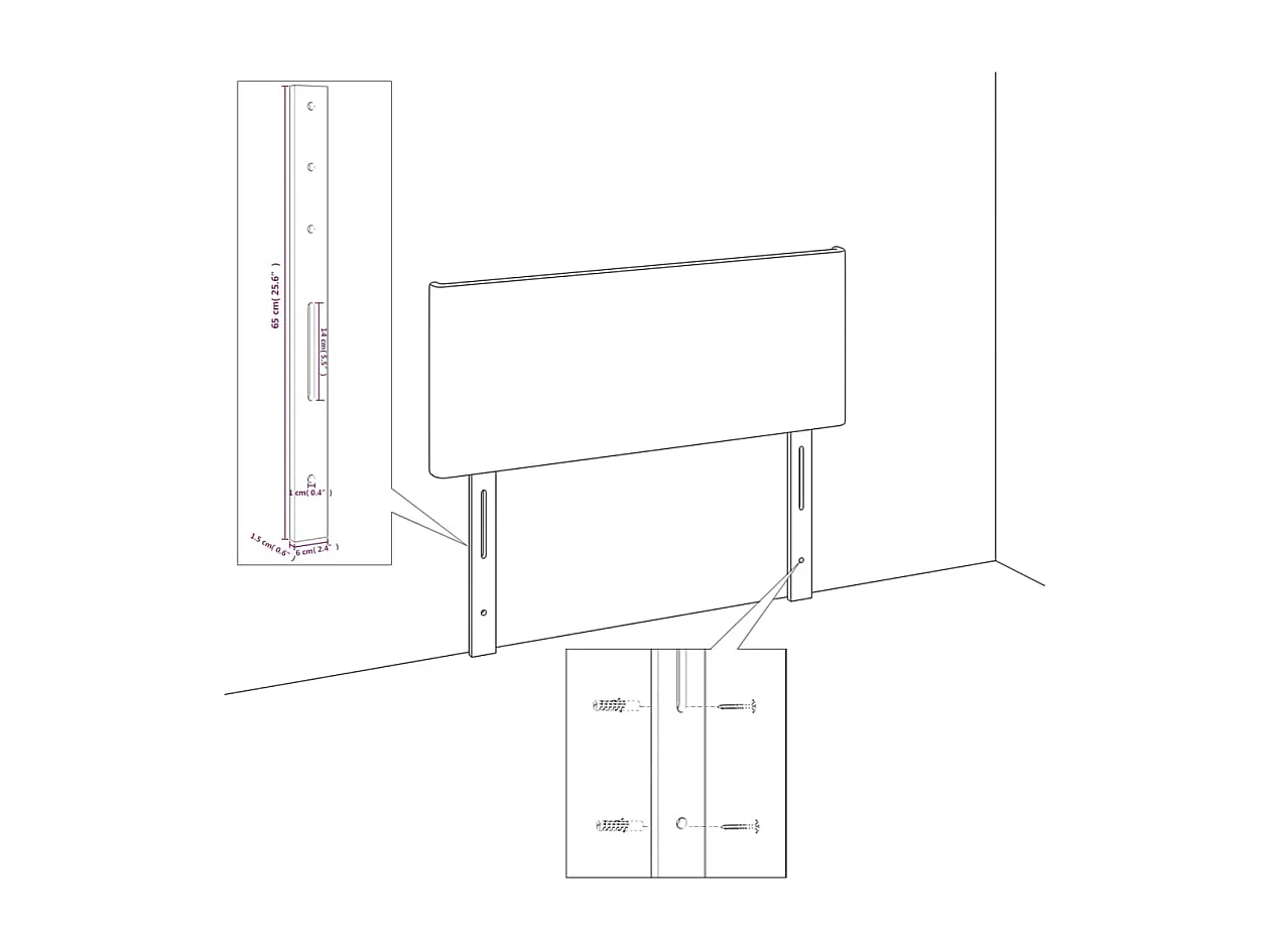 Cabeceira de cama veludo 90x5x78/88 cm cinzento-escuro PT886449