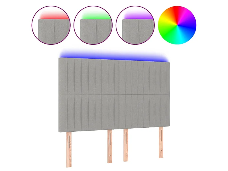 Tête de lit à LED Gris clair 144x5x118/128 cm Tissu POI22533 BonneVie Meuble