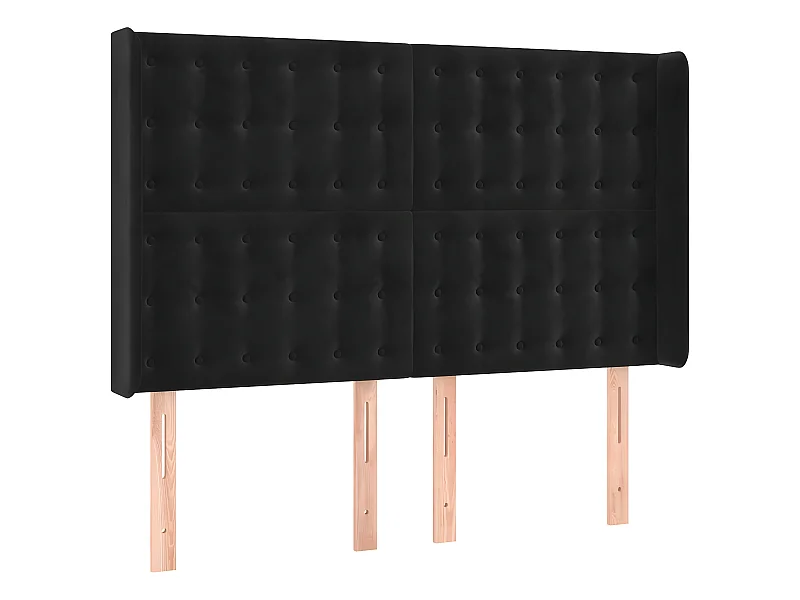 Cabecero con orejas de terciopelo negro 147x16x118/128 cm ES40206