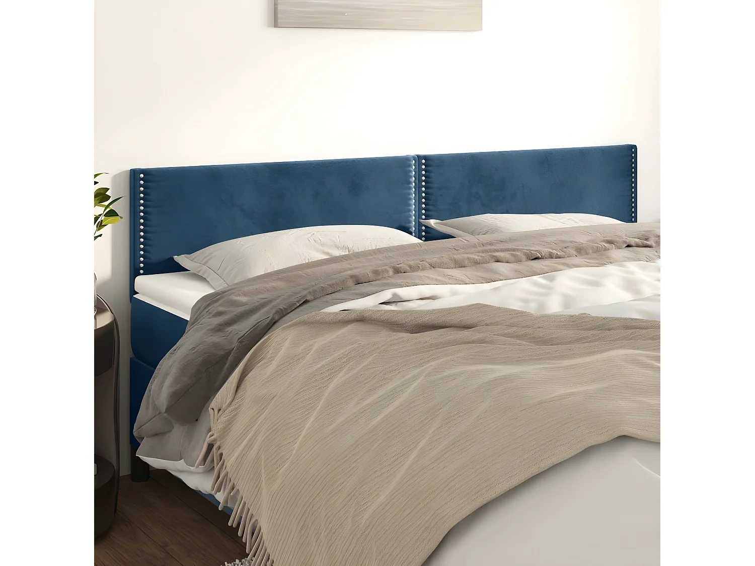 Têtes de lit 2 pcs Bleu foncé 90x5x78/88 cm Velours POI46787 BonneVie Meuble