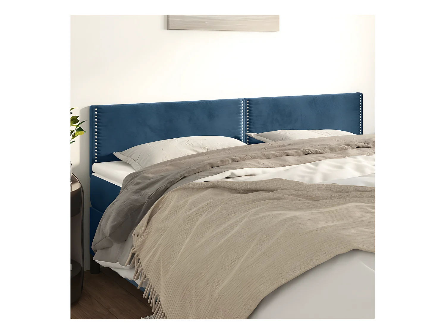 Cabeceros 2 unidades de terciopelo azul oscuro 90x5x78/88 cm ES97980