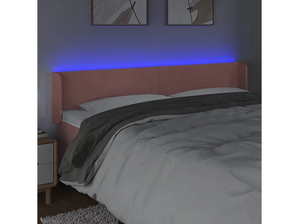 Tête de lit à LED Rose 183x16x78/88 cm Velours POI74247 BonneVie Meuble