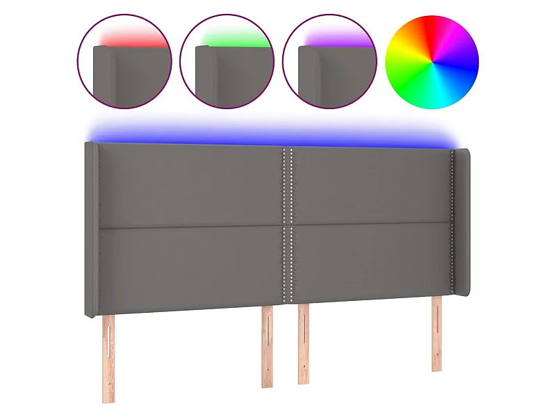 Tête de lit à LED Gris 183x16x118/128 cm Similicuir  POI31817 BonneVie Meuble