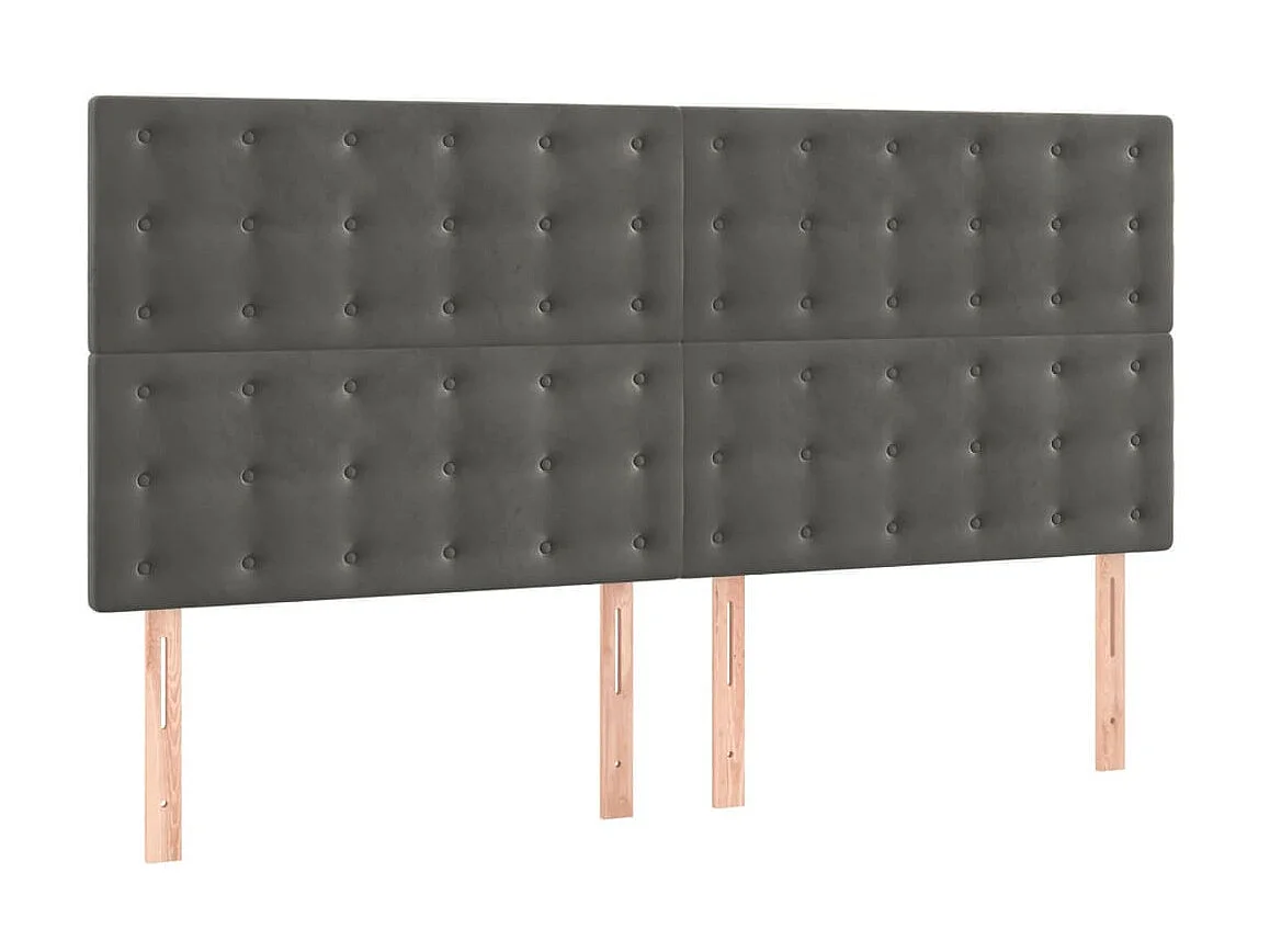 Cabeceira de cama 4 pcs veludo 100x5x78/88 cm cinzento-escuro PT996242