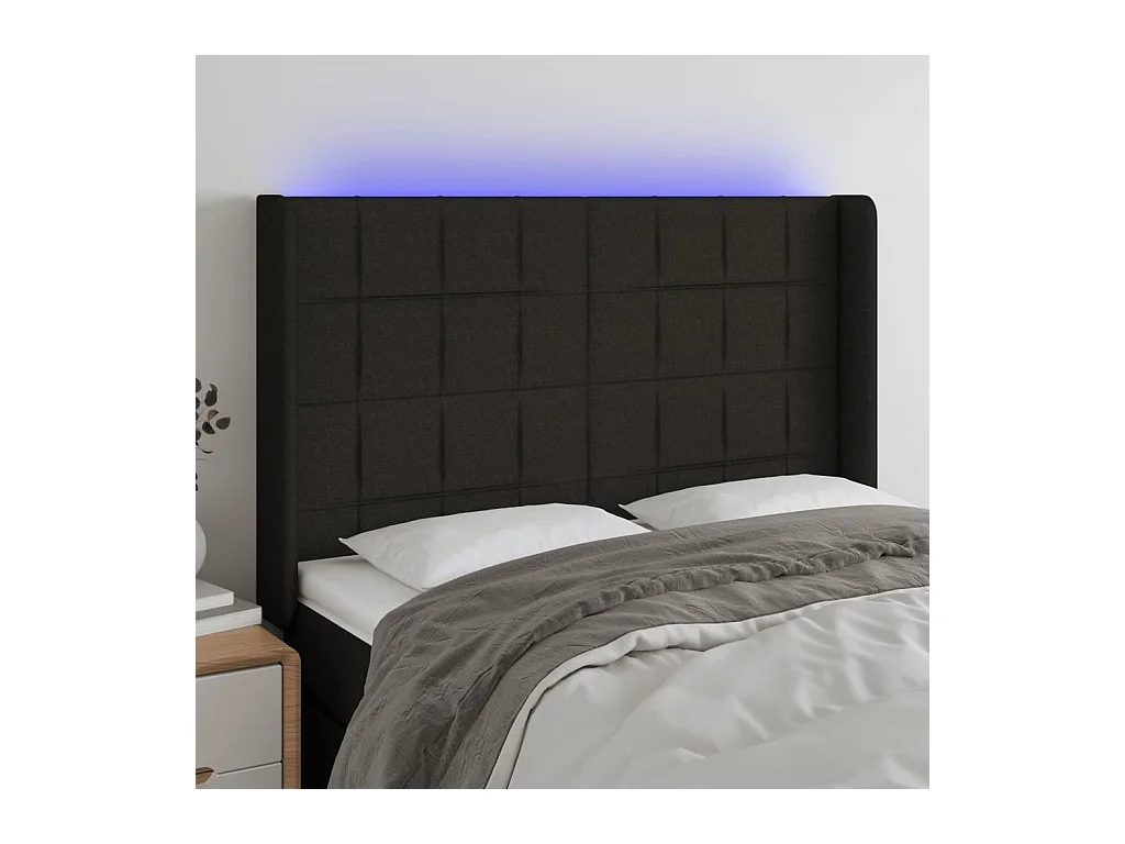 LED Kopfteil,Bettkopfteil Schwarz 147x16x118/128 cm Stoff -gkd441973
