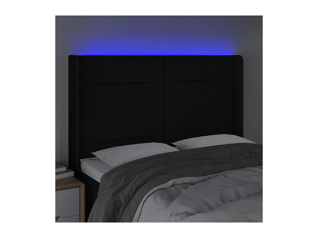 LED Kopfteil,Bettkopfteil Schwarz 147x16x118/128 cm Stoff -gkd441973