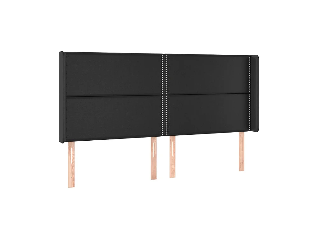 Testiera | Testata del letto ad Orecchio Nera 183x16x118/128 cm in Similpelle