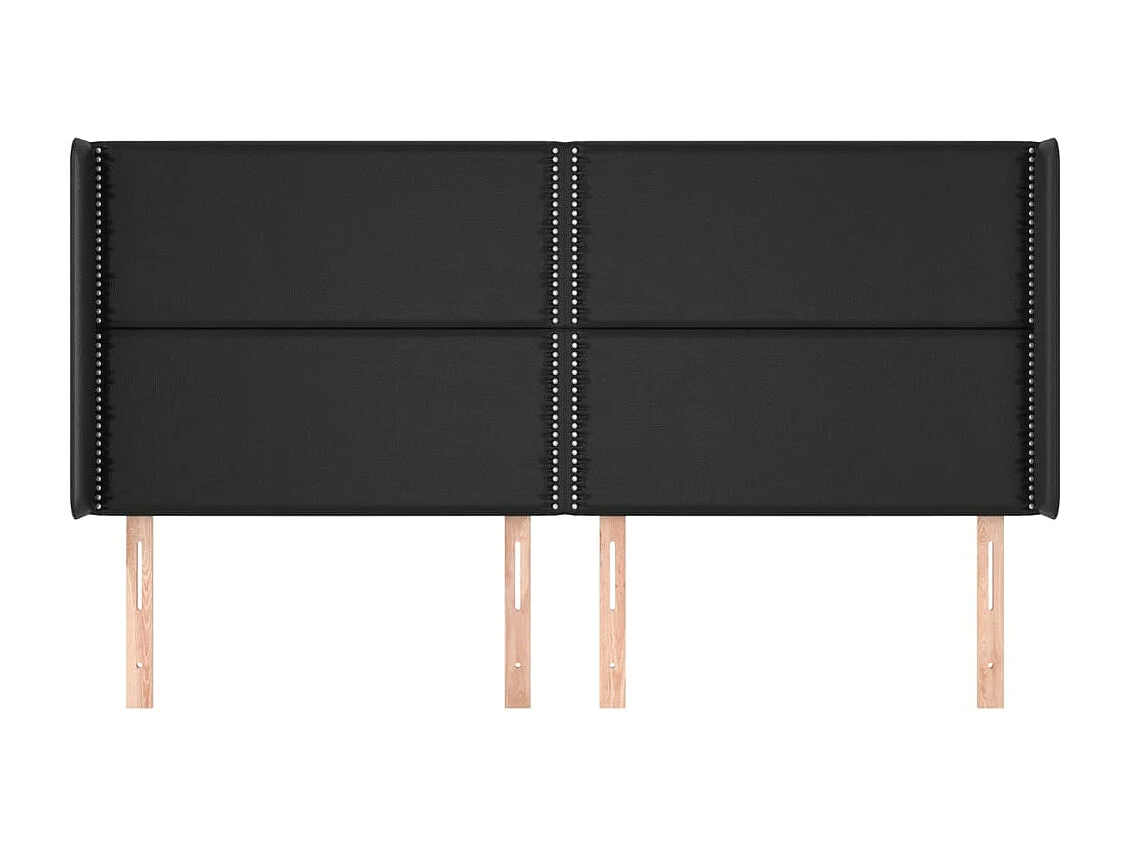 Tête de lit avec oreilles Noir 183x16x118/128 cm Similicuir POI81030 BonneVie Meuble