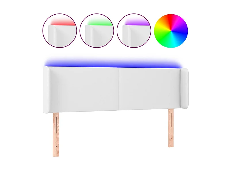 Cabecero con LED cuero sintético blanco 147x16x78/88 cm ES94407