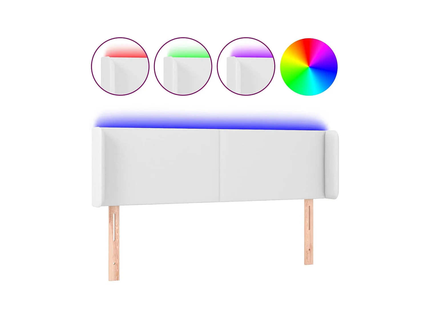 Tête de lit à LED Blanc 147x16x78/88 cm Similicuir POI82101 BonneVie Meuble