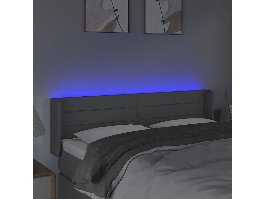 LED Kopfteil,Bettkopfteil Hellgrau 147x16x78/88 cm Stoff -gkd437138