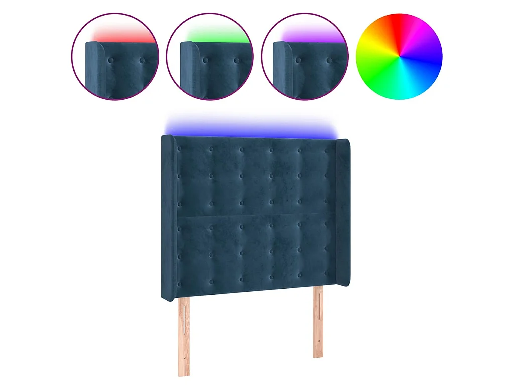 LED Kopfteil,Bettkopfteil Dunkelblau 83x16x118/128 cm Samt -gkd959789