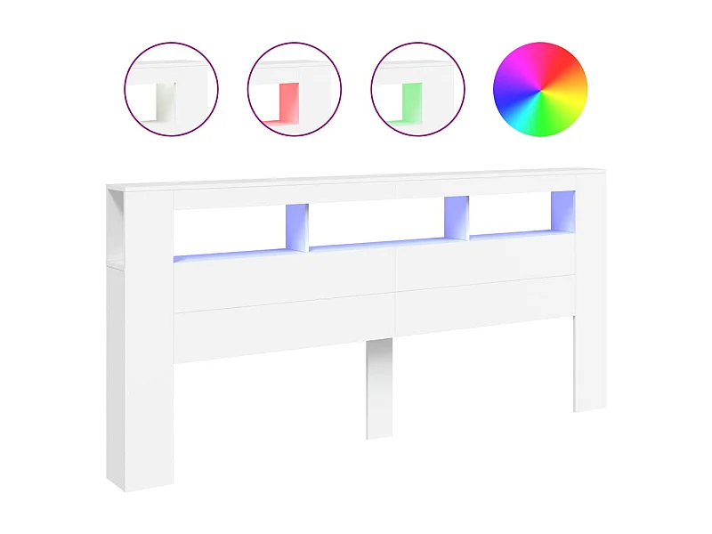 Testiera | Testata del letto LED Bianca 220x18,5x103,5 cm Legno Multistrato