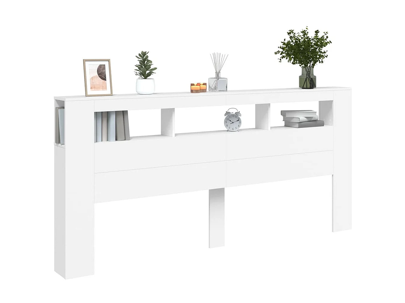 Testiera | Testata del letto LED Bianca 220x18,5x103,5 cm Legno Multistrato