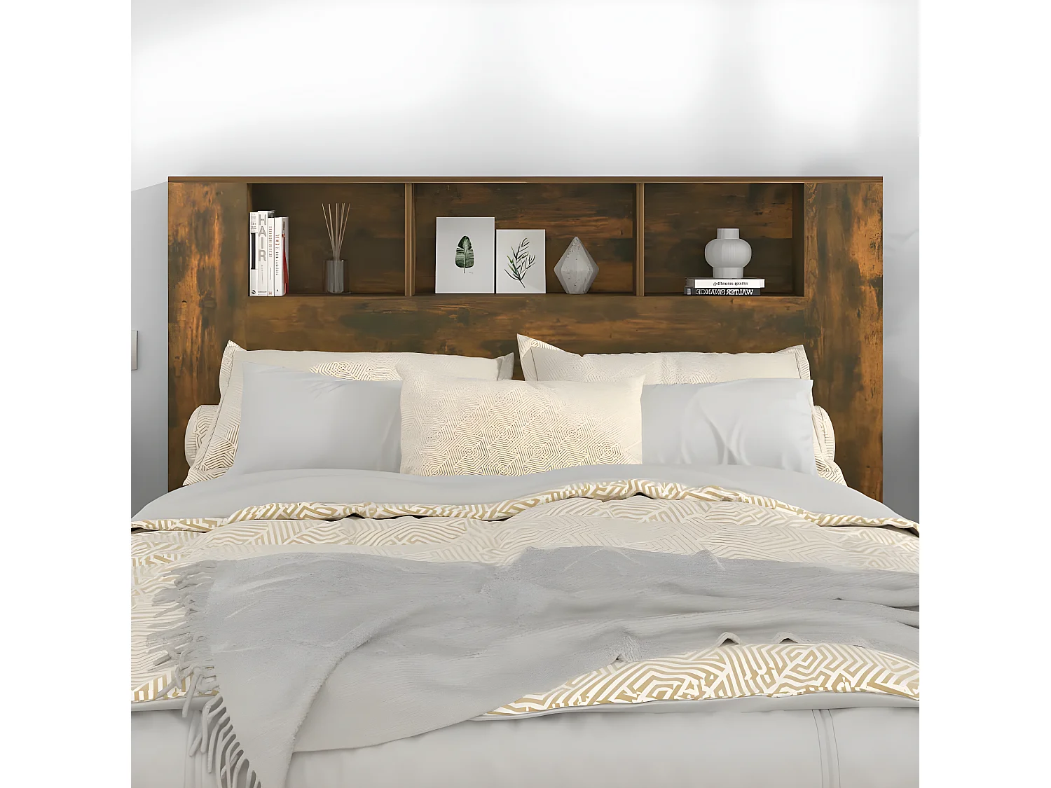 Armário de cabeceira 160x18,5x104,5 cm cor carvalho fumado PT294838