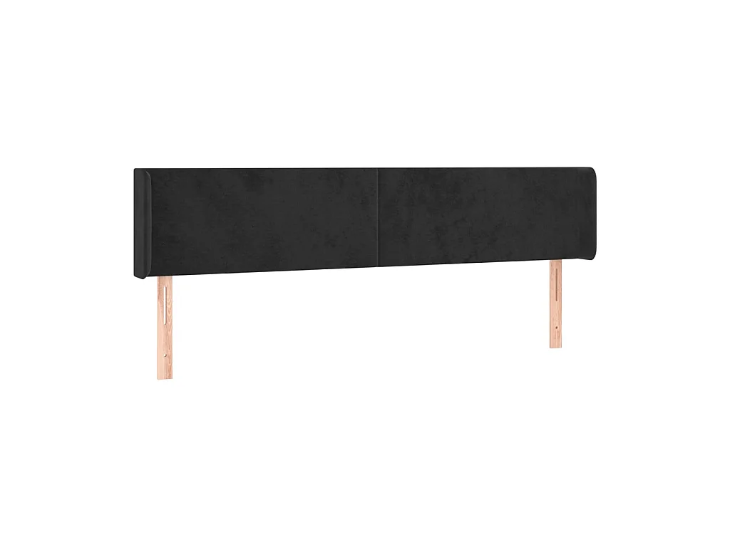 Tête de lit avec oreilles Noir 183x16x78/88 cm Velours POI42889 BonneVie Meuble