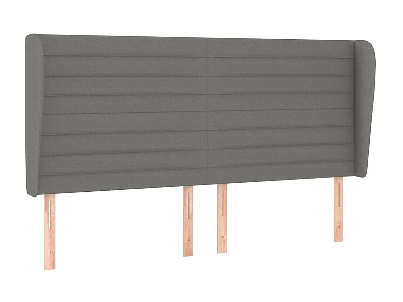Tête de lit avec oreilles Gris foncé 163x23x118/128 cm Tissu POI56554 BonneVie Meuble