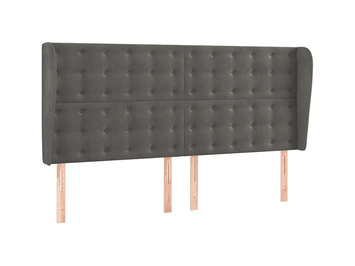 Tête de lit avec oreilles Gris foncé 203x23x118/128 cm Velours POI91072 BonneVie Meuble