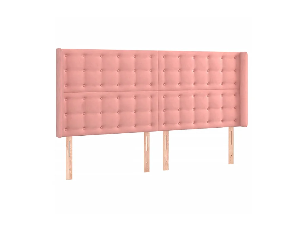 Tête de lit avec oreilles Rose 163x16x118/128 cm Velours POI48037 BonneVie Meuble