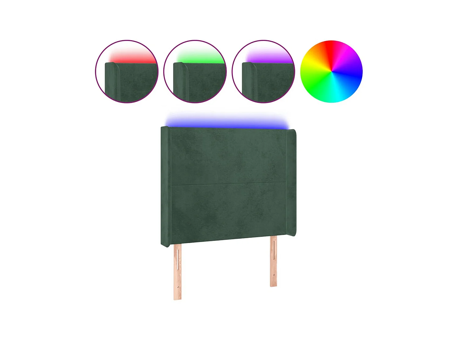 Cabecero con LED de terciopelo verde oscuro 103x16x118/128 cm ES43271