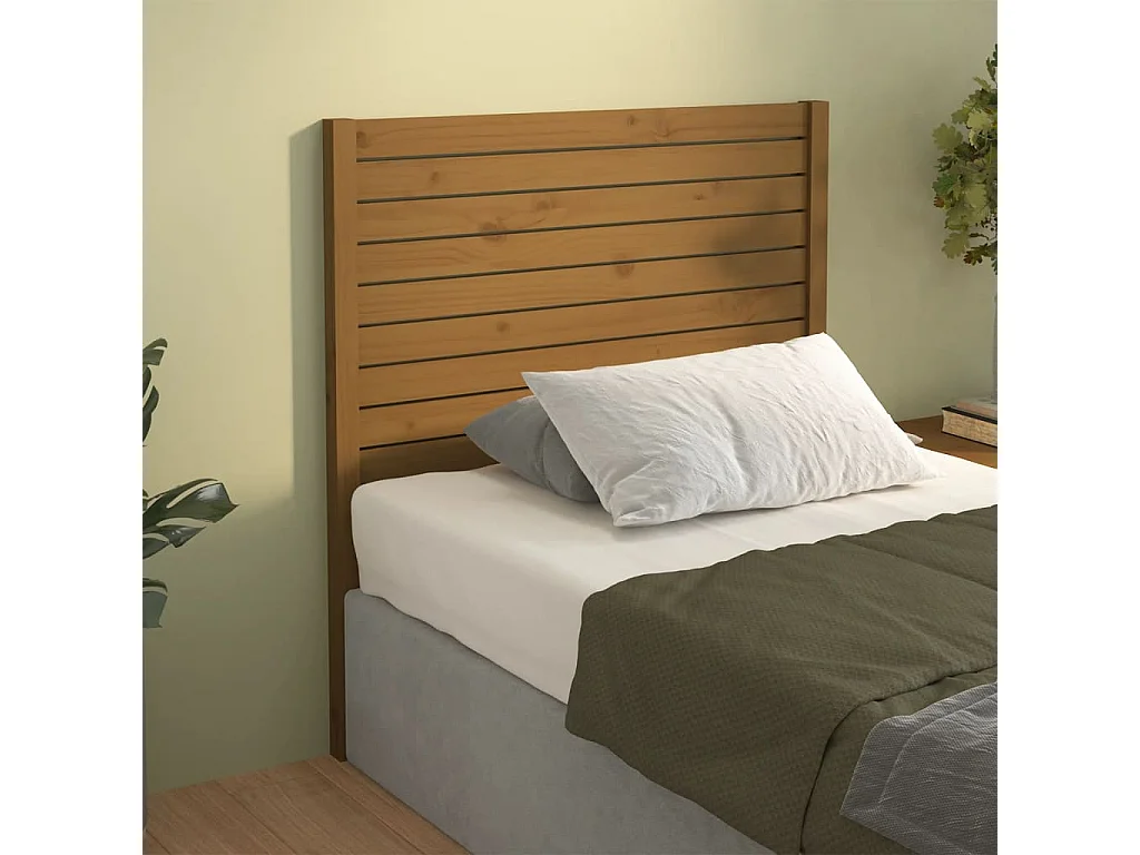 Tête de lit Marron miel 106x4x100 cm Bois massif de pin POI23389 BonneVie Meuble