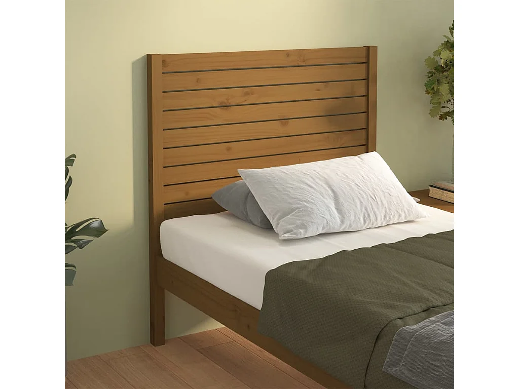 Tête de lit Marron miel 106x4x100 cm Bois massif de pin POI23389 BonneVie Meuble