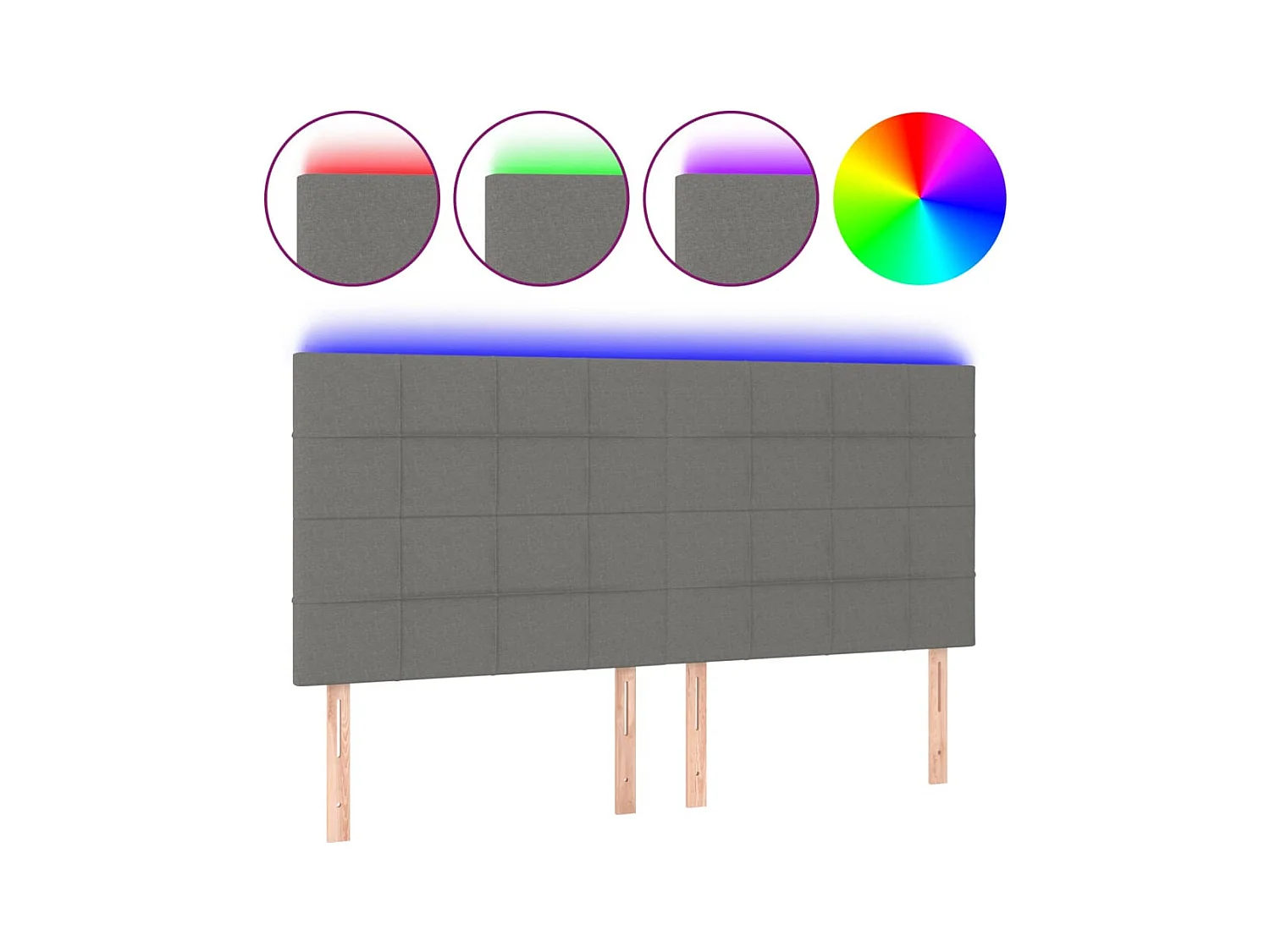 Tête de lit à LED Gris foncé 180x5x118/128 cm Tissu POI79663 BonneVie Meuble