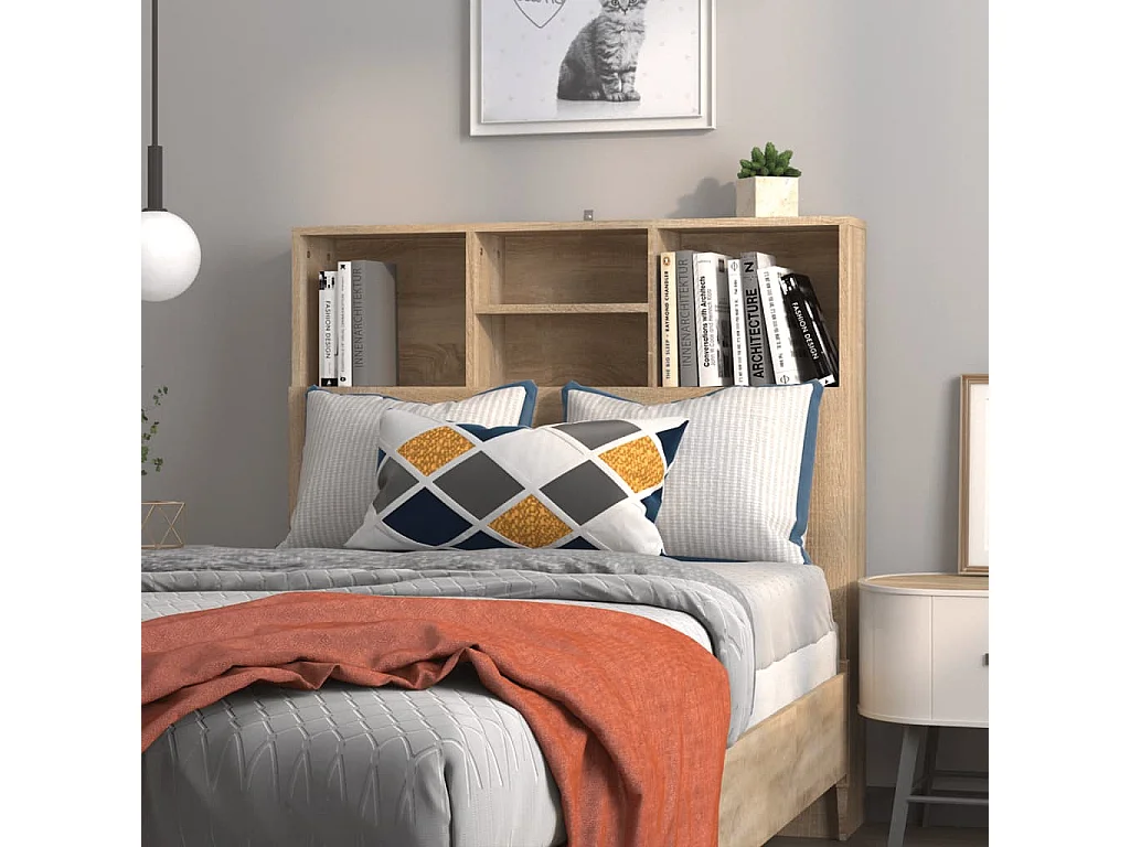 Armoire de tête de lit chêne sonoma 100x19x103,5 cm POI12612 BonneVie Meuble