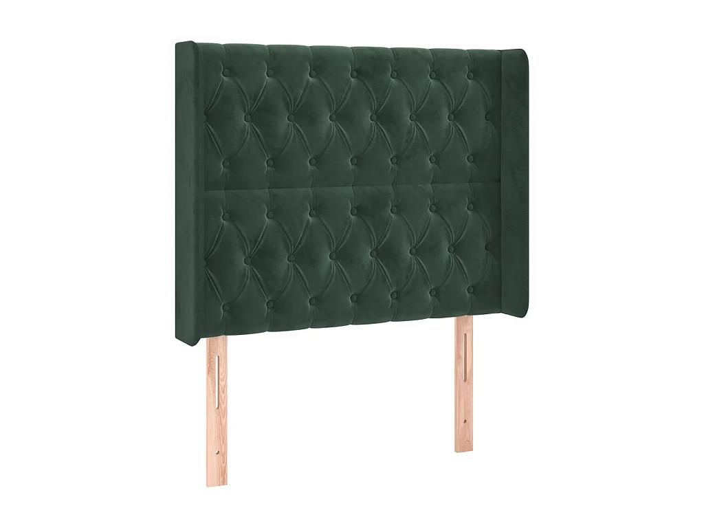 Cabecero con orejas de terciopelo verde oscuro 103x16x118/128cm ES91190