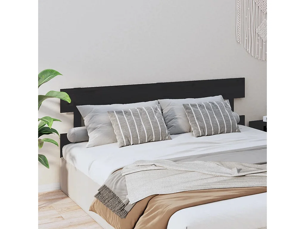 Cabecero de cama madera maciza de pino negro 184x3x81 cm ES41879