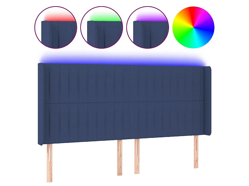 Cabecero con LED de tela azul 163x16x118/128 cm ES36578