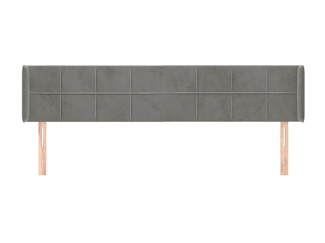 Hoofdbord met randen 183x16x78/88 cm fluweel lichtgrijs NL298958