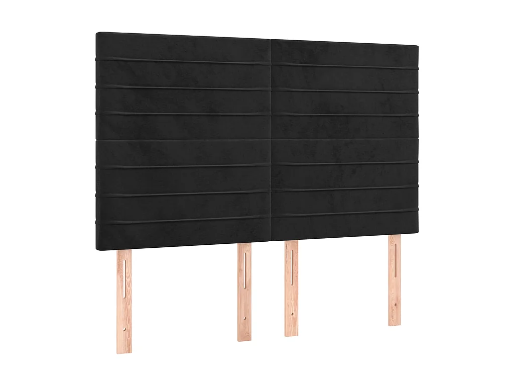 4 pcs Têtes de lit Noir 72x5x78/88 cm Velours POI43465 BonneVie Meuble
