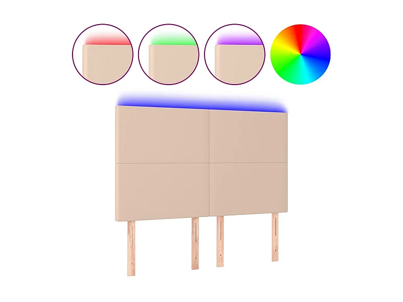 LED Kopfteil,Bettkopfteil Cappuccino-Braun 144x5x118/128cm Kunstleder -gkd469377