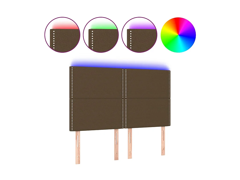Tête de lit à LED Marron foncé 144x5x118/128 cm Tissu POI96345 BonneVie Meuble