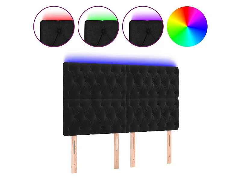 Cabecero con luces LED terciopelo negro 144x7x118/128 cm ES46178