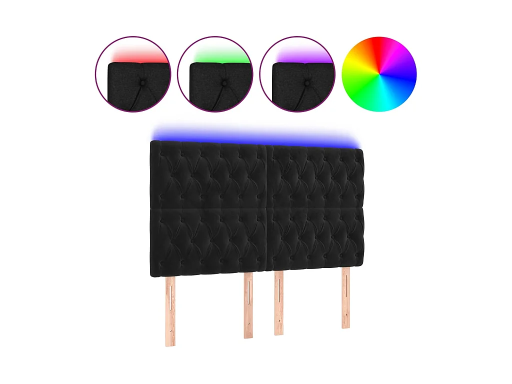 LED Kopfteil,Bettkopfteil Schwarz 144x7x118/128 cm Samt -gkd914588