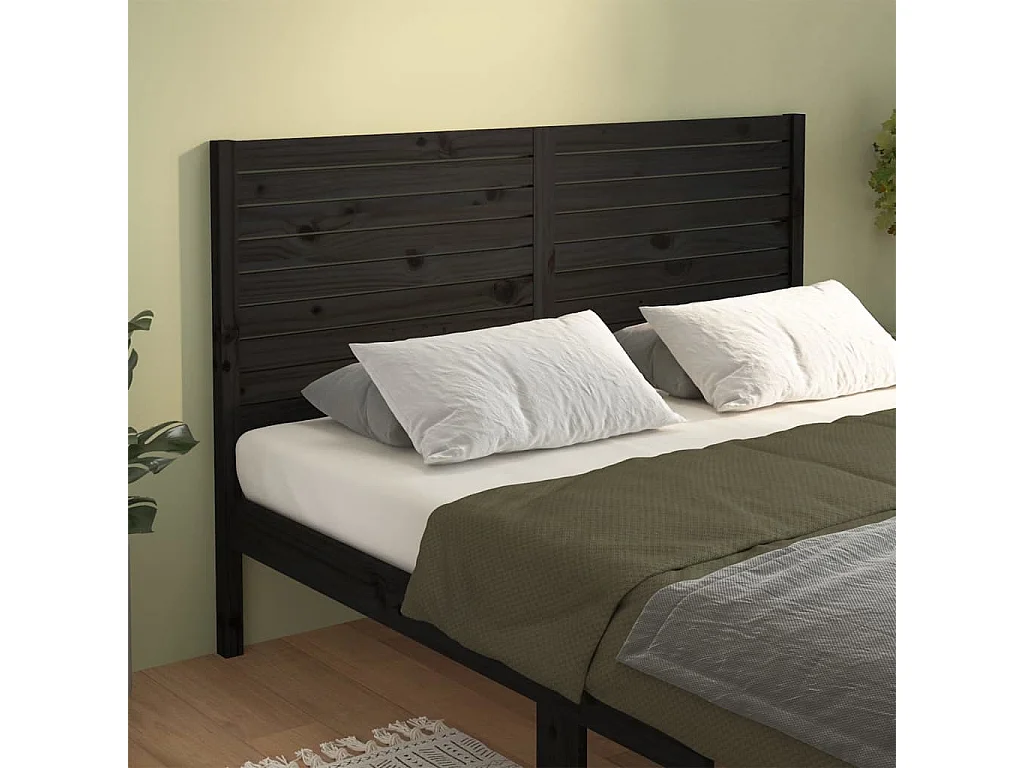 Cabeceira de cama 146x4x100 cm pinho maciço preto PT782353