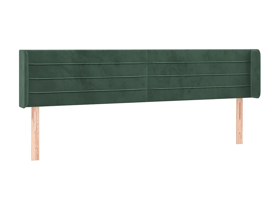 Tête de lit avec oreilles Vert foncé 203x16x78/88 cm Velours POI57721 BonneVie Meuble