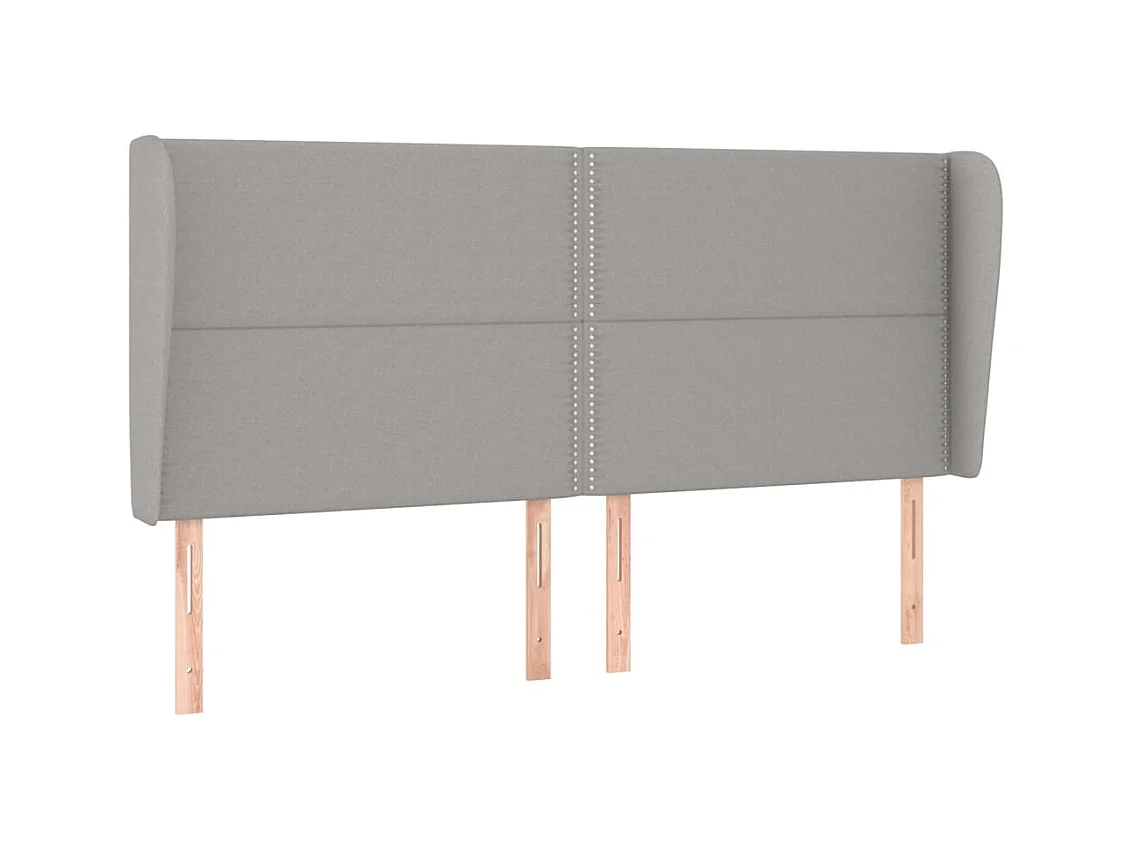 Testiera | Testata del letto ad Orecchio Grigio Chiaro 203x23x118/128 cm in Tessuto