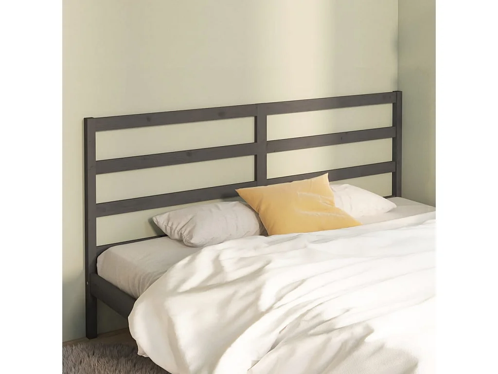 Testiera | Testata del letto per Letto Grigia 206x4x100cm in Legno Massello di Pino